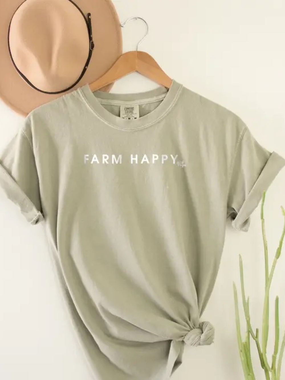 NWT Comfort Colors Farm Happy Tee Sage Green